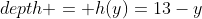 depth = h(y)=13-y