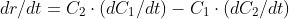 dr/dt=C_2\cdot(dC_1/dt)-C_1\cdot(dC_2/dt)