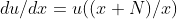 du/dx=u((x+N)/x)