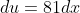 du=81dx