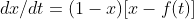 dx/dt=(1-x)[x-f(t)]