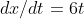 dx/dt=6t