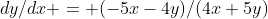 dy/dx = (-5x-4y)/(4x+5y)