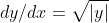 dy/dx=\sqrt{|y|}