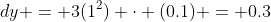 dy = 3(1^2) \cdot (0.1) = 0.3