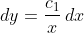 dy=\frac{c_1}{x}\,dx
