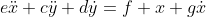 e\ddot{x}+c\ddot{y}+d\dot{y}=f x+g\dot{x}