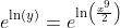 e^{\ln(y)}=e^{\ln\left(\frac{x^9}2\right)}