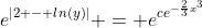 e^{|2 - ln(y)|} = e^{ce^{-\frac{2}{3}x^3}}