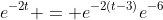 e^{-2t} = e^{-2(t-3)}e^{-6}