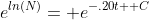 e^{ln(N)}= e^{-.20t+ C}