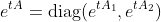 e^{tA}=\textrm{diag}(e^{tA_1},e^{tA_2})