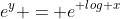 e^{y} = e^{ log x}