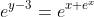 e^{y-3}=e^{x+e^x}