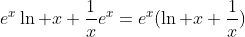 e^x\ln x+\frac{1}{x}e^x=e^x(\ln x+\frac{1}{x})