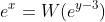 e^x=W(e^{y-3})
