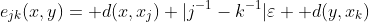e_{jk}(x,y)= d(x,x_j)+|j^{-1}-k^{-1}|\varepsilon +d(y,x_k)