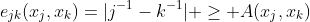 e_{jk}(x_j,x_k)=|j^{-1}-k^{-1}| \geq A(x_j,x_k)