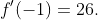 f'(-1)=26.