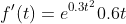 f'(t)=e^{0.3t^2}0.6t