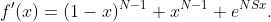 f'(x)=(1-x)^{N-1} x^{N-1} e^{NSx}.