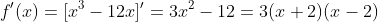 f'(x)=[x^3-12x]'=3x^2-12=3(x+2)(x-2)