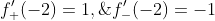 f'_+(-2)=1,\;f'_-(-2)=-1