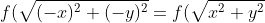 f(\sqrt{(-x)^2+(-y)^2}=f(\sqrt{x^2+y^2}