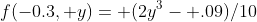 f(-0.3, y)= (2y^3- .09)/10