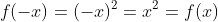 f(-x)=(-x)^2=x^2=f(x)