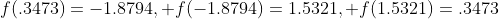 f(.3473)=-1.8794, f(-1.8794)=1.5321, f(1.5321)=.3473