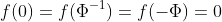 f(0)=f(\Phi^{-1})=f(-\Phi)=0