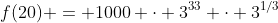 f(20) = 1000 \cdot 3^{33} \cdot 3^{1/3}