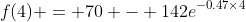 f(4) = 70 - 142e^{-0.47\times4}