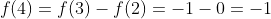 f(4)=f(3)-f(2)=-1-0=-1