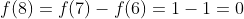 f(8)=f(7)-f(6)=1-1=0