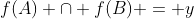 f(A) \cap f(B) = {y}