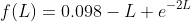 f(L)=0.098-L e^{-2L}