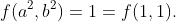 f(a^2,b^2)=1=f(1,1).