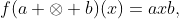 f(a \otimes b)(x)=axb,