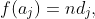 f(a_j)=nd_j,