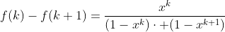 f(k)-f(k+1)=\frac{x^k}{(1-x^k)\cdot (1-x^{k+1})}
