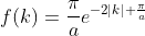 f(k)=\frac{\pi}{a}e^{-2|k| \frac{\pi}{a}}
