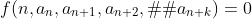 f(n,a_{n},a_{n+1},a_{n+2},�,a_{n+k})=0