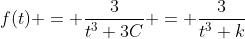 f(t) = \frac{3}{t^3+3C} = \frac{3}{t^3+k}