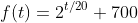 f(t)=2^{t/20} 700