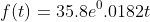 f(t)=35.8e^0.0182t