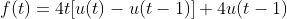 f(t)=4t[u(t)-u(t-1)]+4u(t-1)