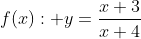 f(x): y=\frac{x+3}{x+4}
