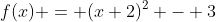 f(x) = (x+2)^2 - 3